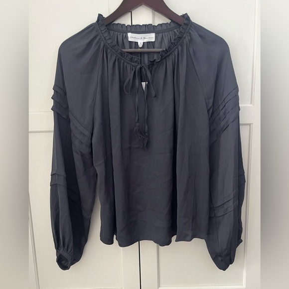 Chelsea & Theodore Gray Popover Women's Blouse Sz M NWT - Picture 1 of 6